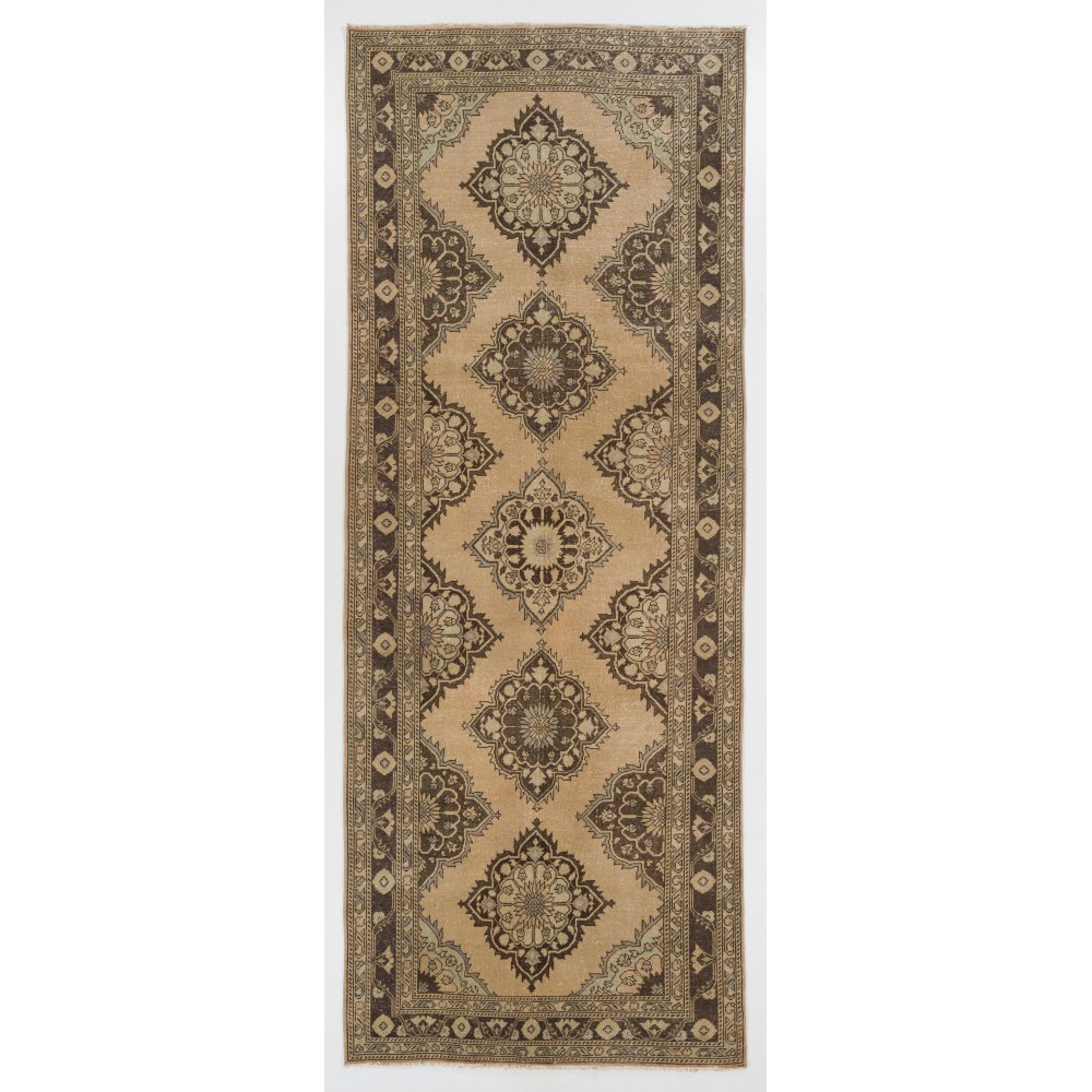 Vintage Handmade Turkish Oushak Runner Rug