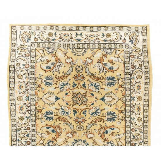 One-of-a-Kind Vintage Handknotted Turkish Oushak Rug with Floral Design