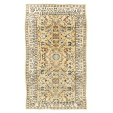 Handmade Vintage Handknotted Turkish Oushak Rug with Floral Design