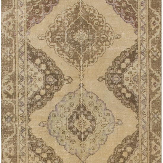 Vintage Anatolian Oushak Runner. Handmade Carpet, Floor Covering