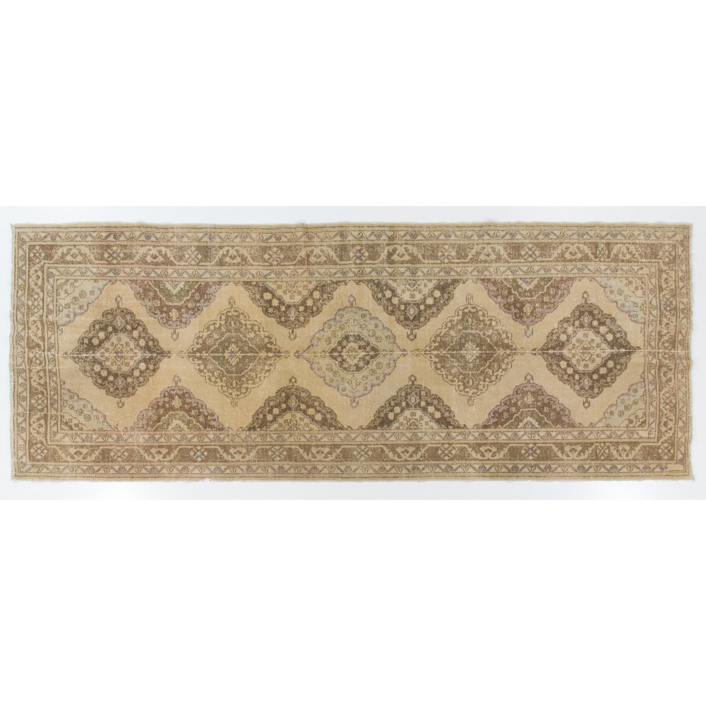 Vintage Anatolian Oushak Runner. Handmade Carpet, Floor Covering