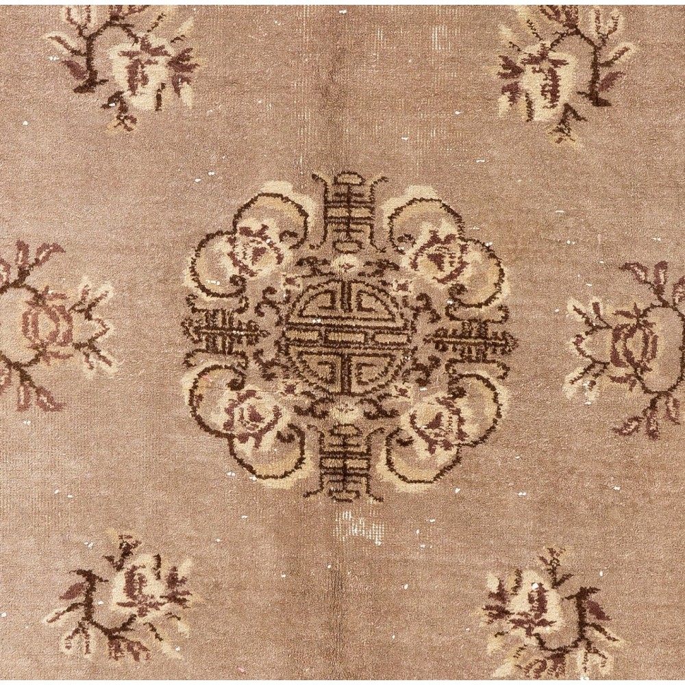 Art Deco Chinese Rug in Soft Faded Taupe, Brown and Beige Colors