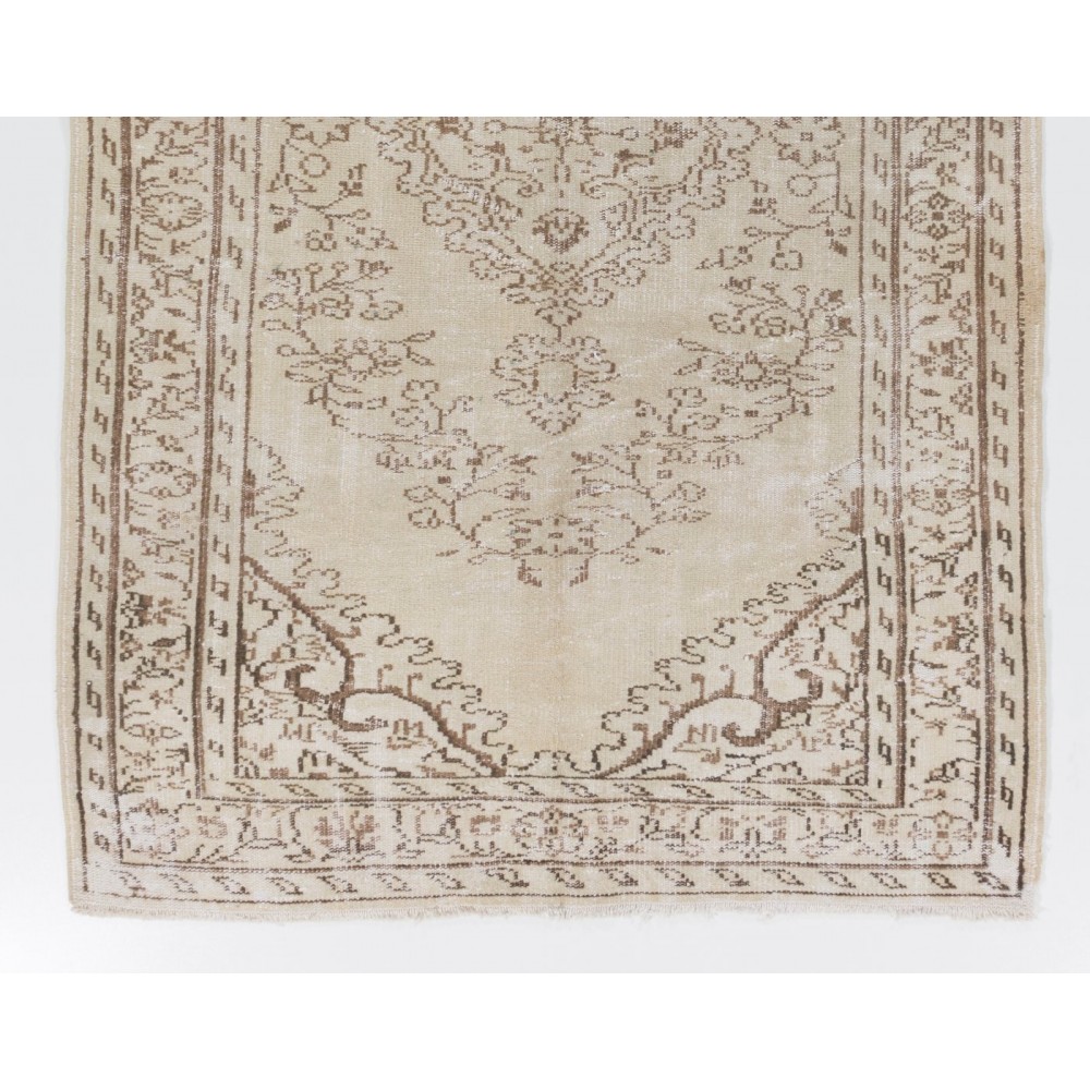 Vintage Anatolian Oushak Area Rug. Hand Knotted Wool Carpet in Beige, Living Room Rug