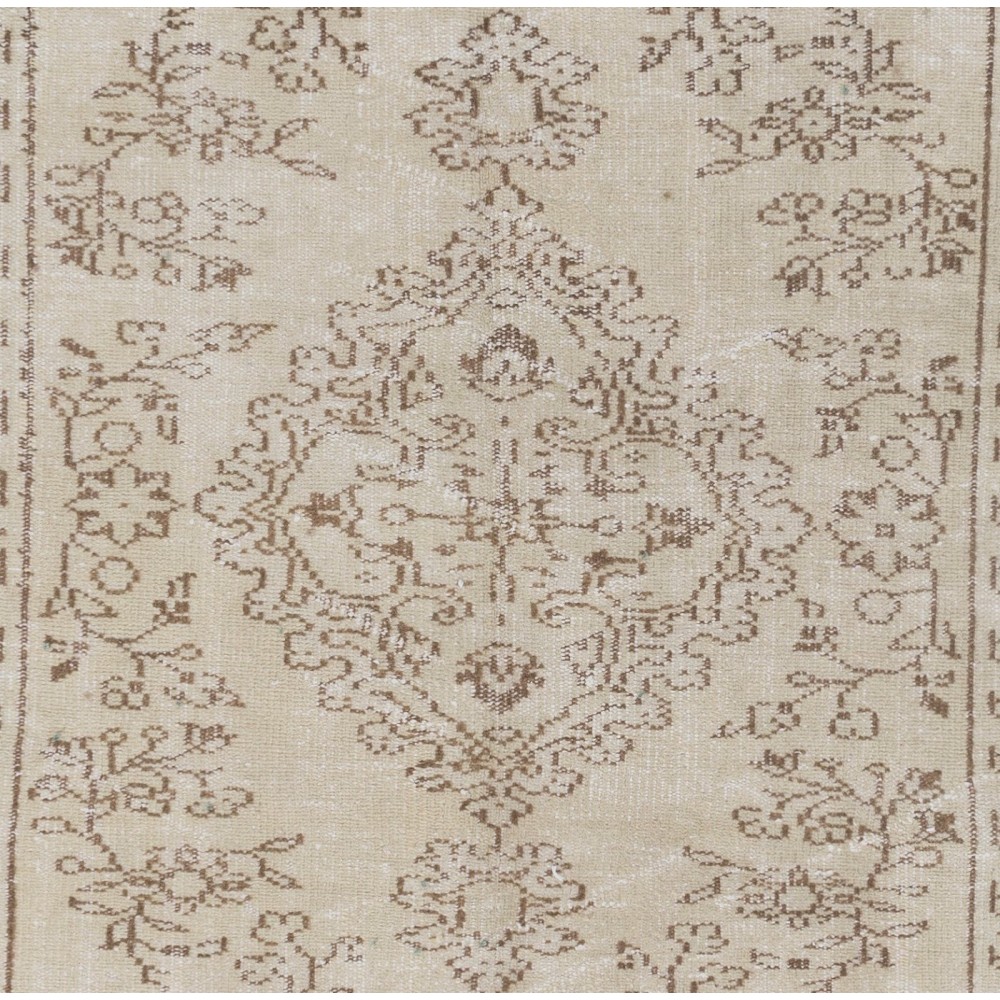 Vintage Anatolian Oushak Area Rug. Hand Knotted Wool Carpet in Beige, Living Room Rug