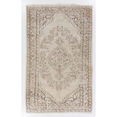 Vintage Handknotted Turkish Wool Area Rug in Brown & Beige with Medallion Design for Country and Farmhouse Decor