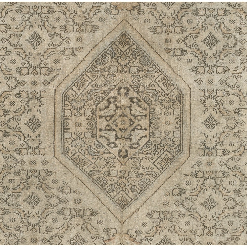 Vintage Handmade Turkish Kyseri Area Rug in Neutral Colors