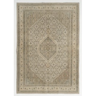 Vintage Handmade Turkish Kyseri Area Rug in Neutral Colors for Rustic, Country & Farmhouse Decor