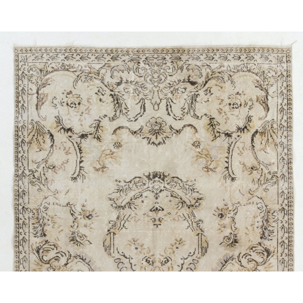 Vintage Anatolian Oushak Area Rug in Neutral Colors. Hand Knotted Wool Carpet