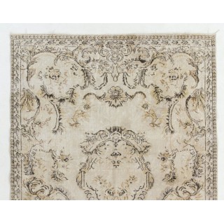 Vintage Handknotted Aubusson Inspired Wool Rug in Beige & Brown for Country and Farmhouse Decor Vintage Handknotted Aubusson Inspired Wool Rug in Beige & Brown for Country and Farmhouse Decor