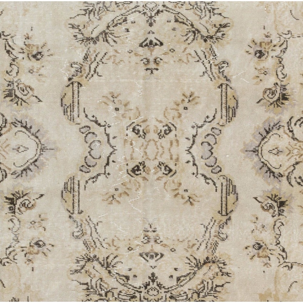 Vintage Anatolian Oushak Area Rug in Neutral Colors. Hand Knotted Wool Carpet