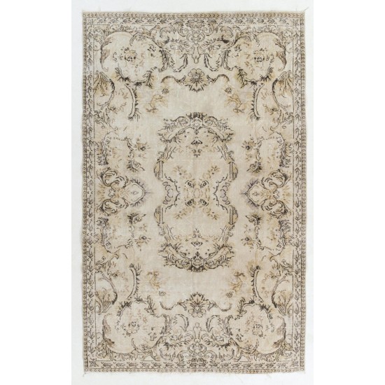 Vintage Anatolian Oushak Area Rug in Neutral Colors. Hand Knotted Wool Carpet