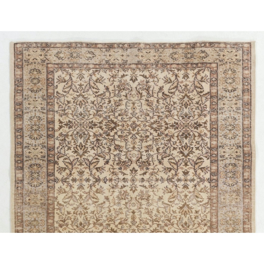 Mid-Century Vintage Turkish Oushak Rug with Floral Design