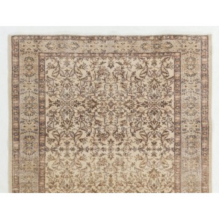 Vintage Handknotted Turkish Wool Area Rug in Brown & Beige with All-Over Floral Design for Country and Farmhouse Decor Vintage Handknotted Turkish Wool Area Rug in Brown & Beige with All-Over Floral Design for Country and Farmhouse Decor