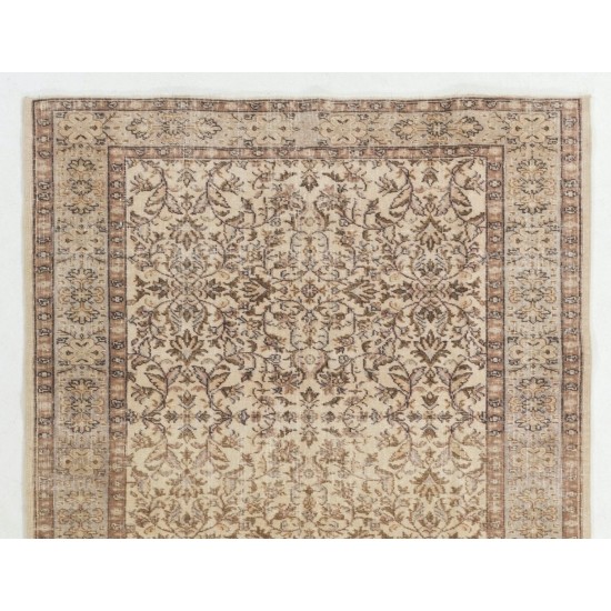 Mid-Century Vintage Turkish Oushak Rug with Floral Design