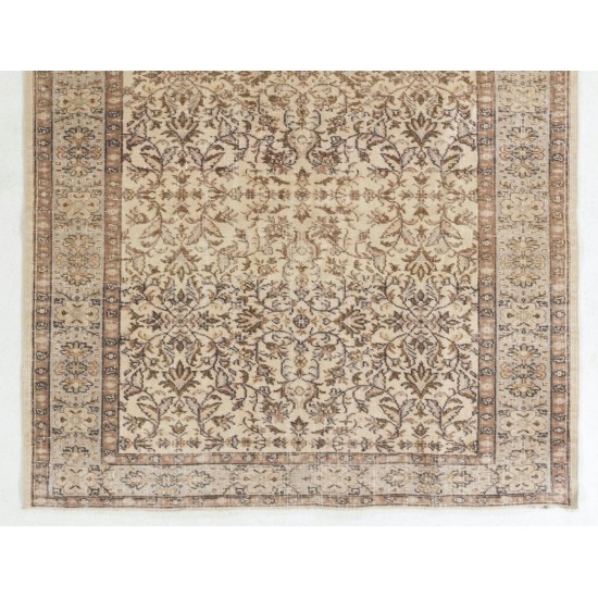 Mid-Century Vintage Turkish Oushak Rug with Floral Design