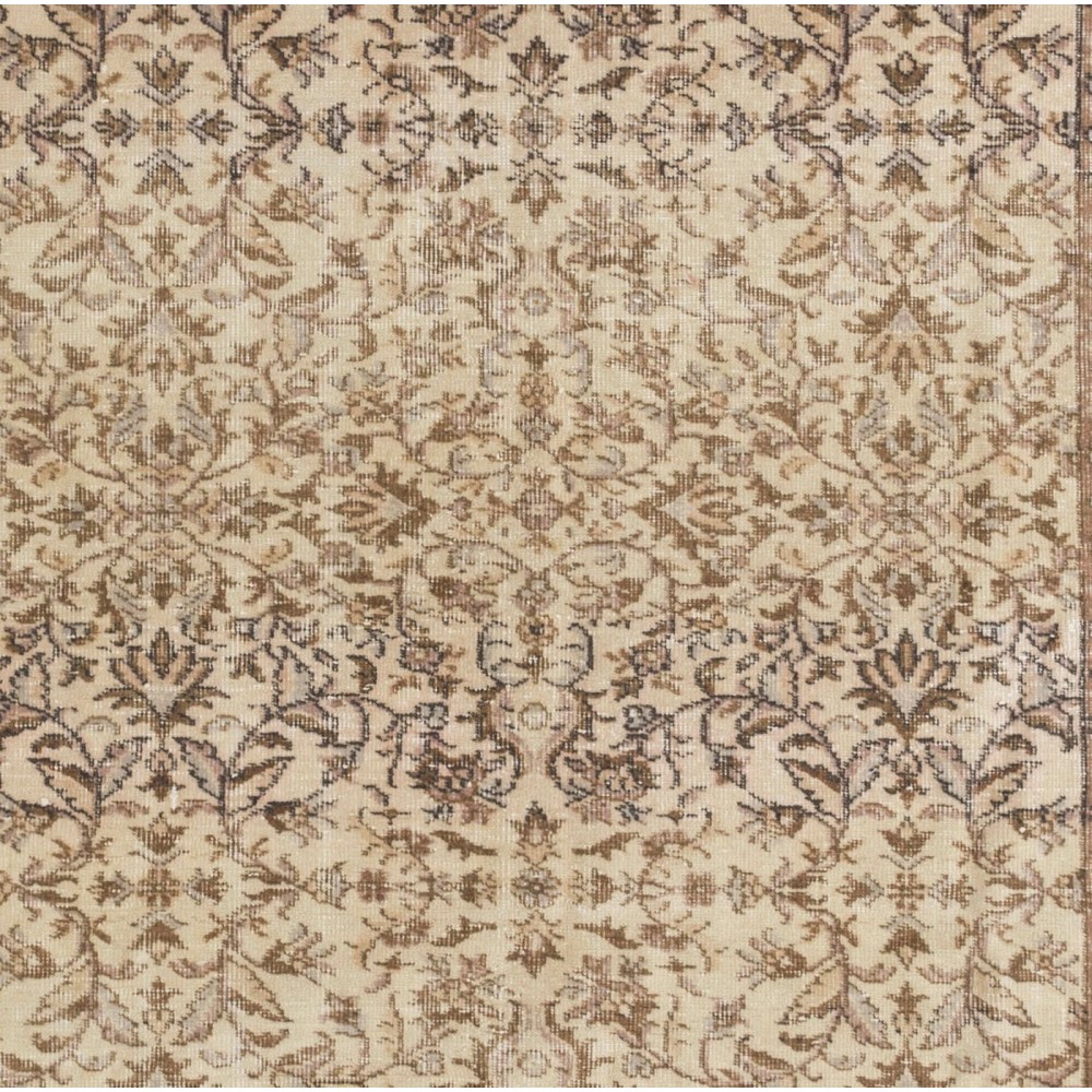 Mid-Century Vintage Turkish Oushak Rug with Floral Design