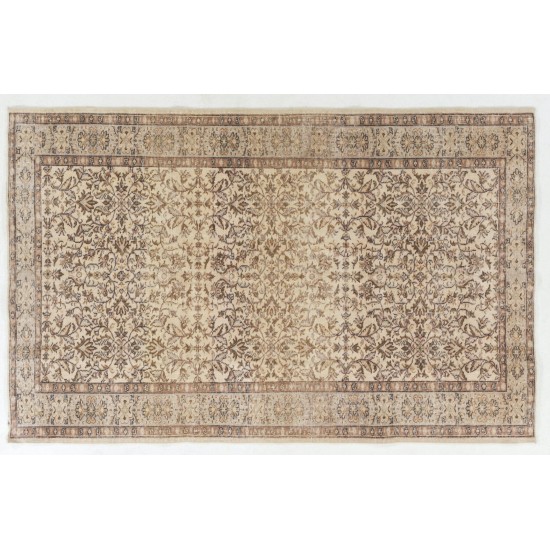 Mid-Century Vintage Turkish Oushak Rug with Floral Design Mid-Century Vintage Turkish Oushak Rug with Floral Design