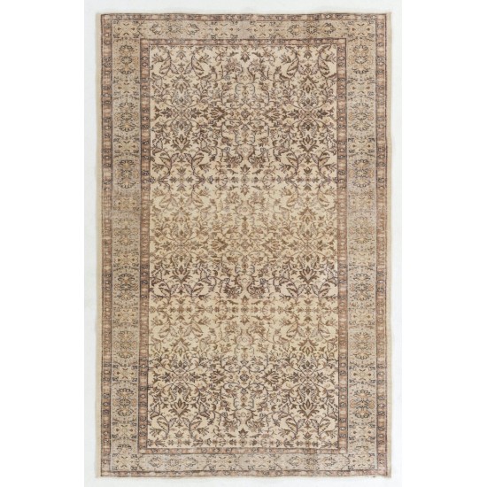 Mid-Century Vintage Turkish Oushak Rug with Floral Design Mid-Century Vintage Turkish Oushak Rug with Floral Design