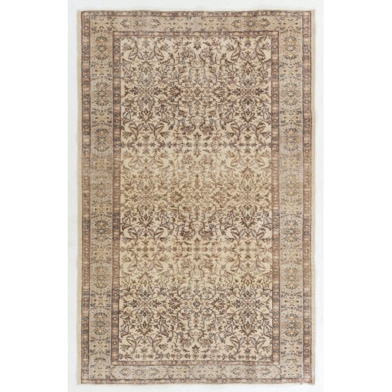 Mid-Century Vintage Turkish Oushak Rug with Floral Design