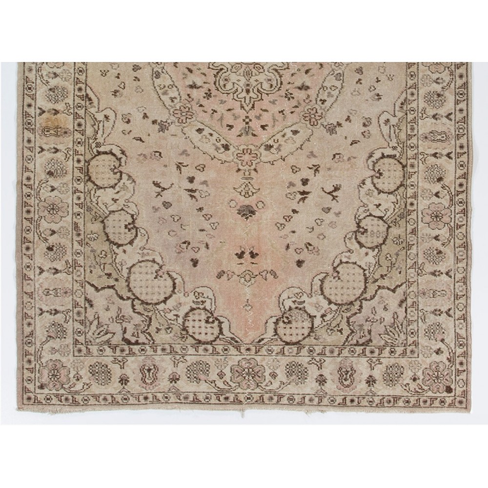 One-of-a-Kind Vintage Handmade Turkish Wool Area Rug in Neutral Tones