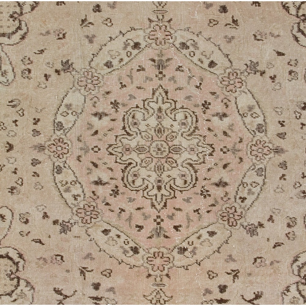 One-of-a-Kind Vintage Handmade Turkish Wool Area Rug in Neutral Tones
