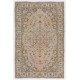 One-of-a-Kind Vintage Handmade Turkish Wool Area Rug in Neutral Tones