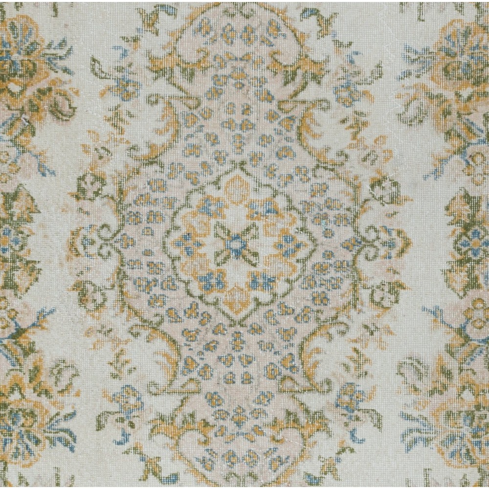 Vintage Turkish Oushak Area Rug for Country Homes, Woolen Beige Carpet