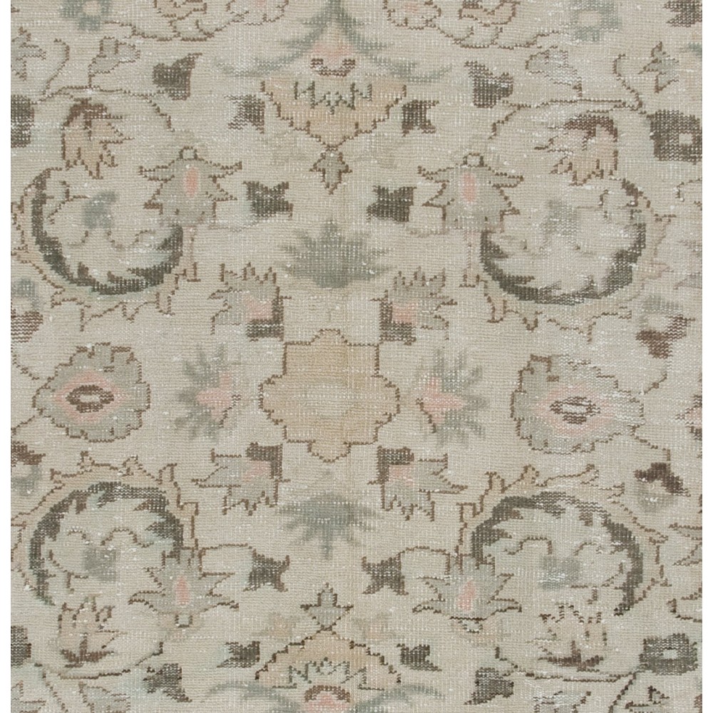 Vintage Hand Knotted Floral Design Anatolian Rug