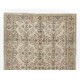 Vintage Floral Design Central Anatolian Area Rug in Neutral Colors. Woolen Handmade Carpet