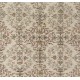 Vintage Floral Design Turkish Area Rug in Neutral Colors. Woolen Handmade Carpet