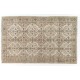 Vintage Floral Design Turkish Area Rug in Neutral Colors. Woolen Handmade Carpet