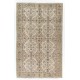 Vintage Floral Design Central Anatolian Area Rug in Neutral Colors. Woolen Handmade Carpet