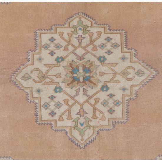 One of a Kind Vintage Oushak Area Rug. Hand-Knotted Turkish Wool Carpet One of a Kind Vintage Oushak Area Rug. Hand-Knotted Turkish Wool Carpet