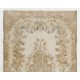 Hand-knotted Vintage Medallion Design Anatolian Rug in Neutral Colors