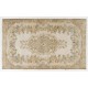 Hand-knotted Vintage Medallion Design Anatolian Rug in Neutral Colors