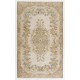 Hand-knotted Vintage Medallion Design Anatolian Rug in Neutral Colors