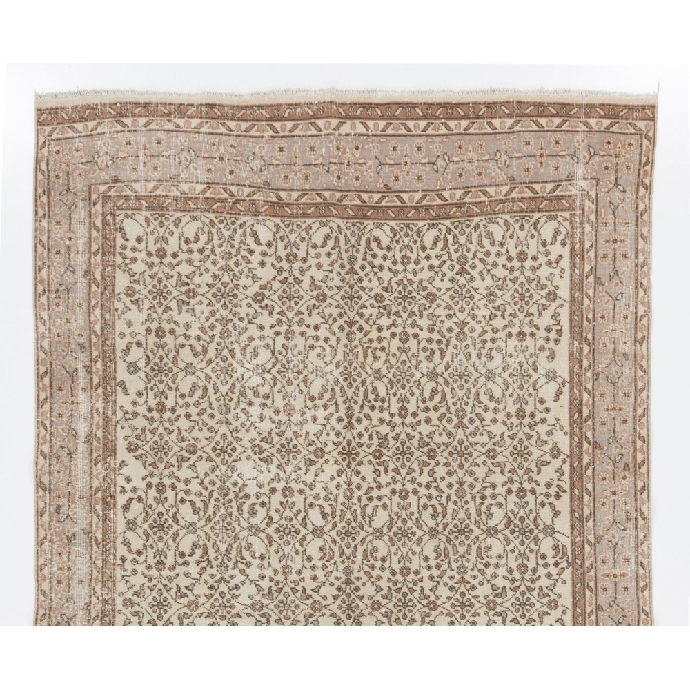 Vintage Handmade Turkish Oushak Rug with Floral Design