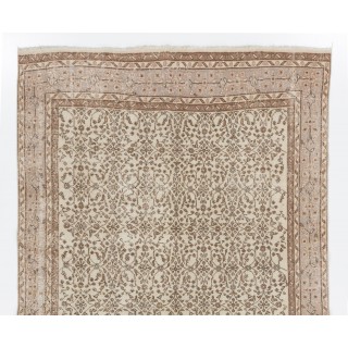 Vintage Handmade Turkish Oushak Rug with Floral Design