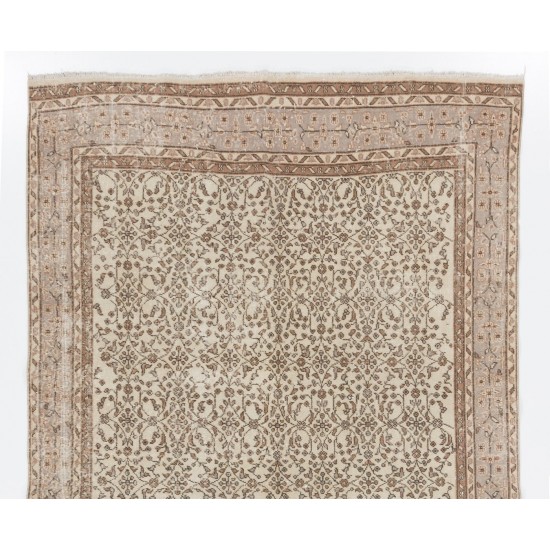 Mid-Century Vintage Turkish Oushak Rug with Floral Design Mid-Century Vintage Turkish Oushak Rug with Floral Design