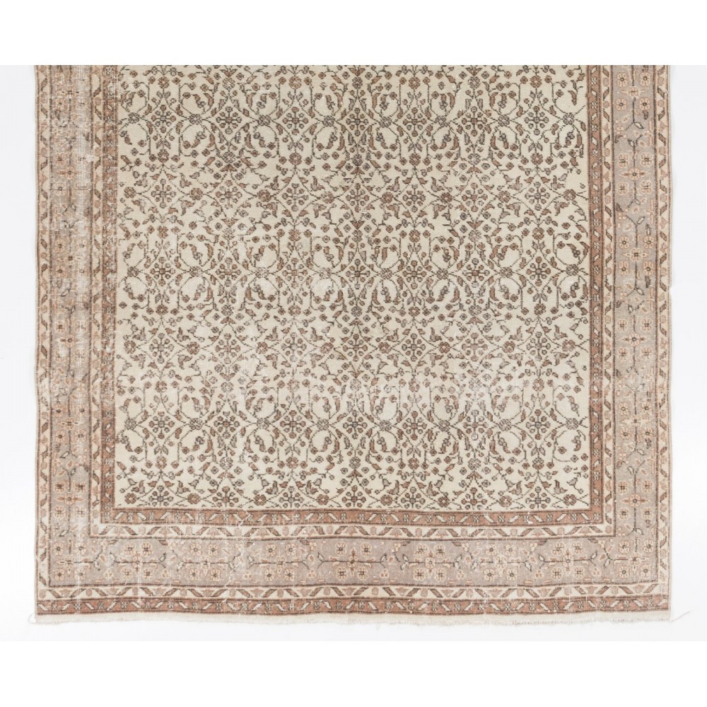 Vintage Handmade Turkish Oushak Rug with Floral Design