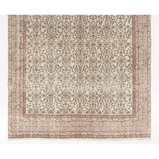 Mid-Century Vintage Turkish Oushak Rug with Floral Design Mid-Century Vintage Turkish Oushak Rug with Floral Design