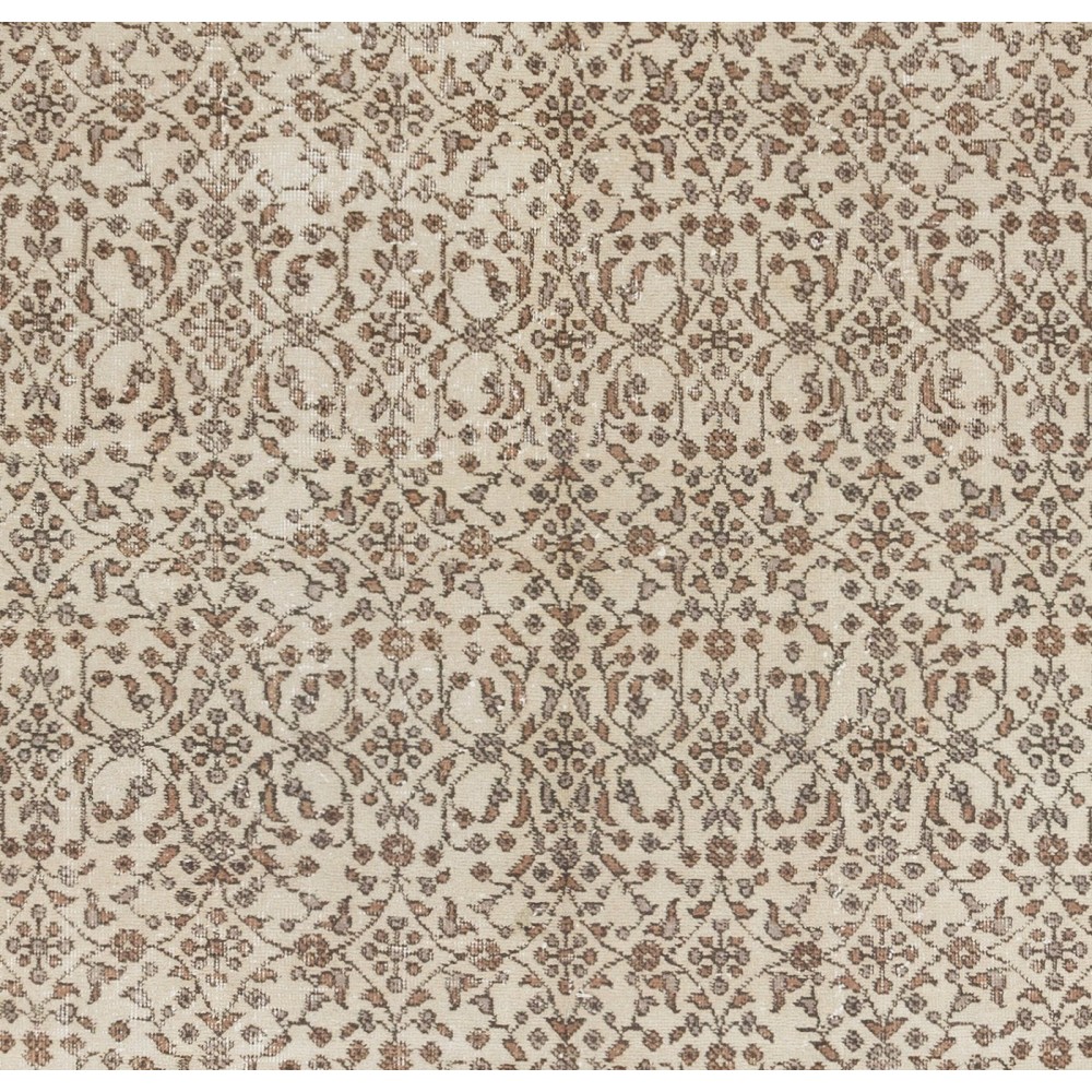 Vintage Handmade Turkish Oushak Rug with Floral Design