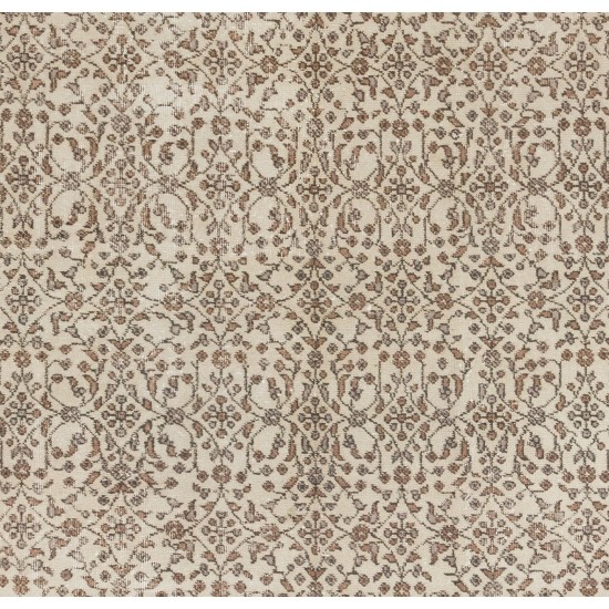Mid-Century Vintage Turkish Oushak Rug with Floral Design Mid-Century Vintage Turkish Oushak Rug with Floral Design