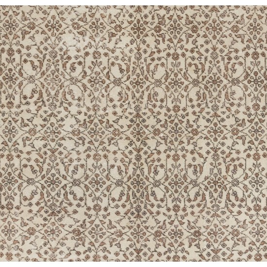 Mid-Century Vintage Turkish Oushak Rug with Floral Design