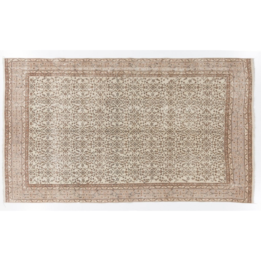 Vintage Handmade Turkish Oushak Rug with Floral Design