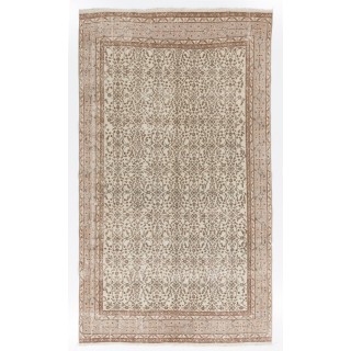 Vintage Handmade Turkish Oushak Rug with Floral Design