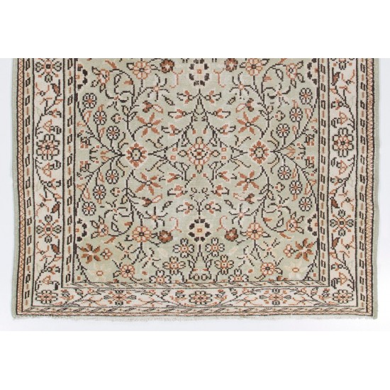 Vintage Handmade 'Antique Washed' Anatolian Rug with Floral Design