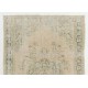 Vintage Handmade Turkish Wool Area Rug in Green and Beige