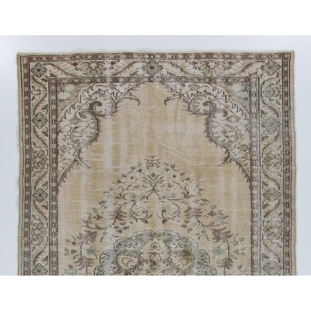 Vintage Handmade Turkish Oushak Rug in Neutral Colors