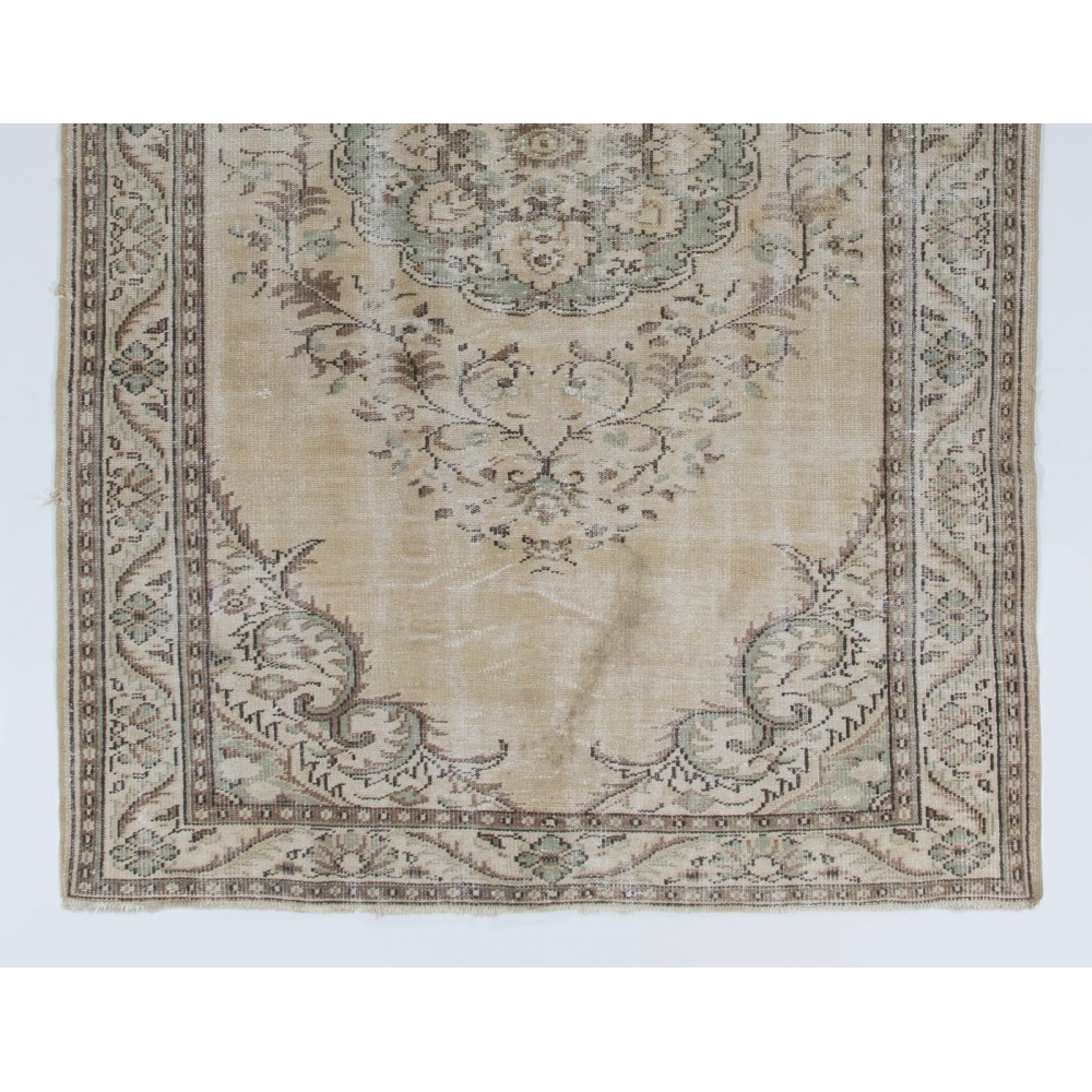 Vintage Handmade Turkish Oushak Rug in Neutral Colors